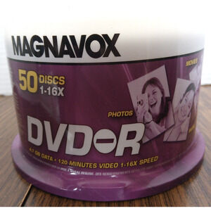 Magnavox DVD -R 50 Pack Blank DVD's New Sealed
